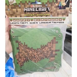 NEW Minecraft Happy Birthday Banner Cardboard 7.82 Feet Green Party Video Game